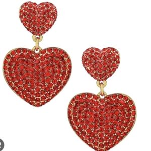 Heidi Daus Christmas Sale Heart-Shaped Red Crystal Earrings Firm Price